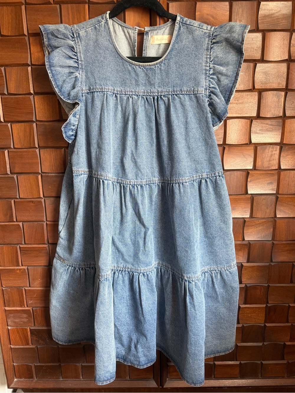Altar'd State Light Blue Denim Tiered Ruffle Dress - Picture 1 of 4